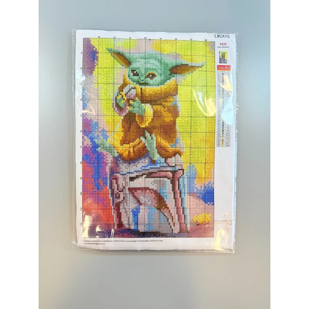 LWZAYS Cross Stitch Kit Baby Groot Yoda Lady & Tramp 25x35cm X035 X038 X040 New